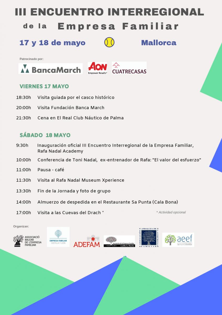 El III Encuentro Interregional de la Empresa Familiar reunirá en Mallorca a un centenar de empresarios de toda España